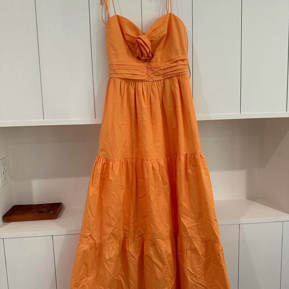 WAYF Victoria Orange Tiered Maxi Dress